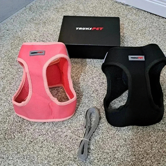Pet Harness Set | 2 pack | Dog Cat Large Pink Black Leash TruksPet - Picture 1 of 8